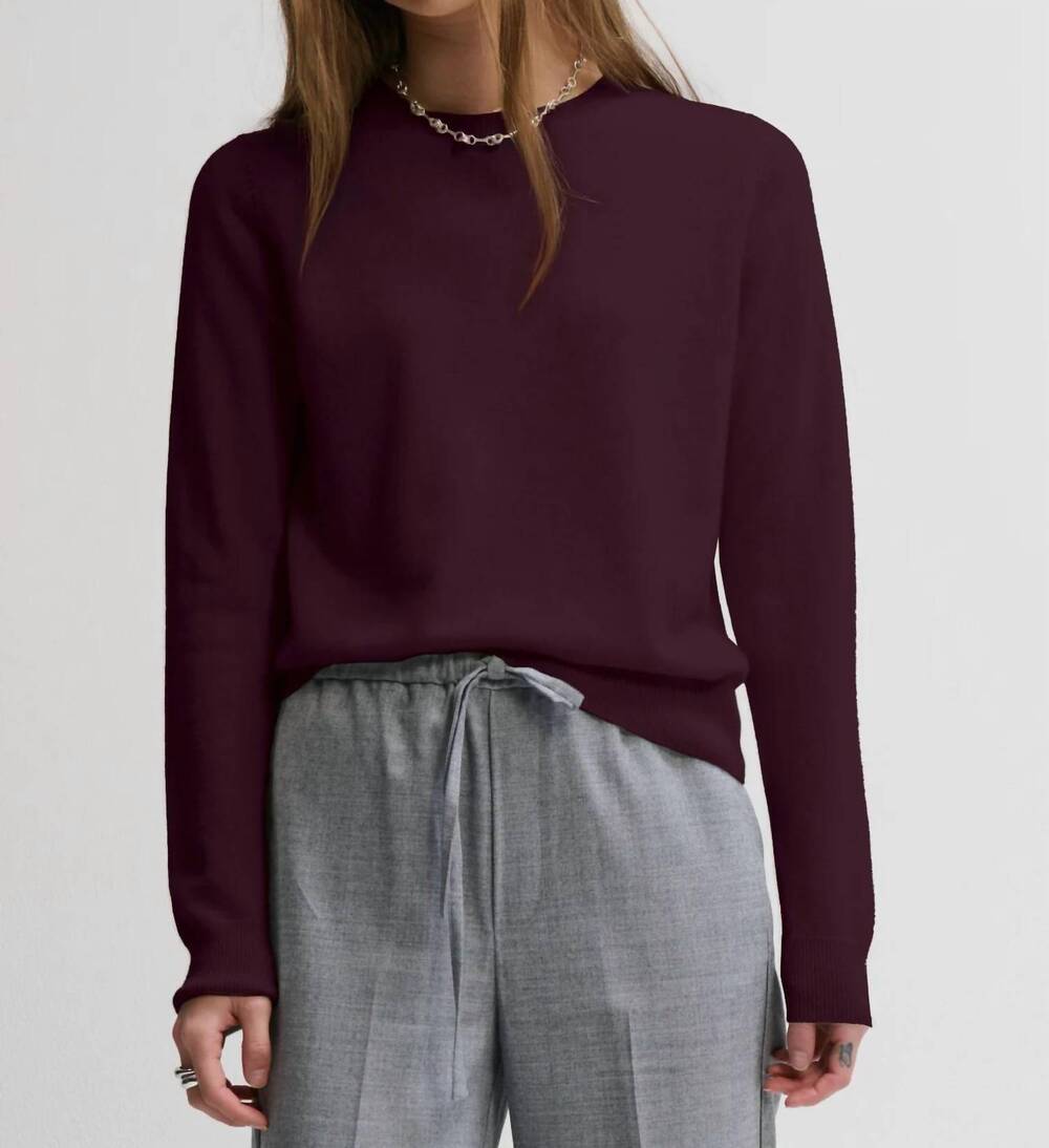 NEW MARGARET O'LEARY cashmere crew neck long sleeve sweatshirt in plum